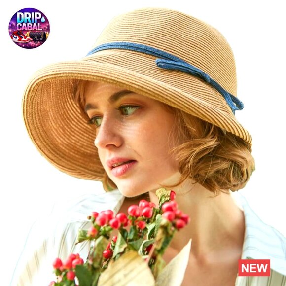 Regenerated Cellulose Fiber Fedora Hat with Chin Strap Foldable Summer Sun Hat
